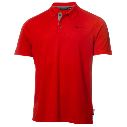 DKNY Mens Bronx Pique Moisture Wicking Golf Polo Shirt